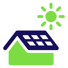 Icono casa con placas solares
